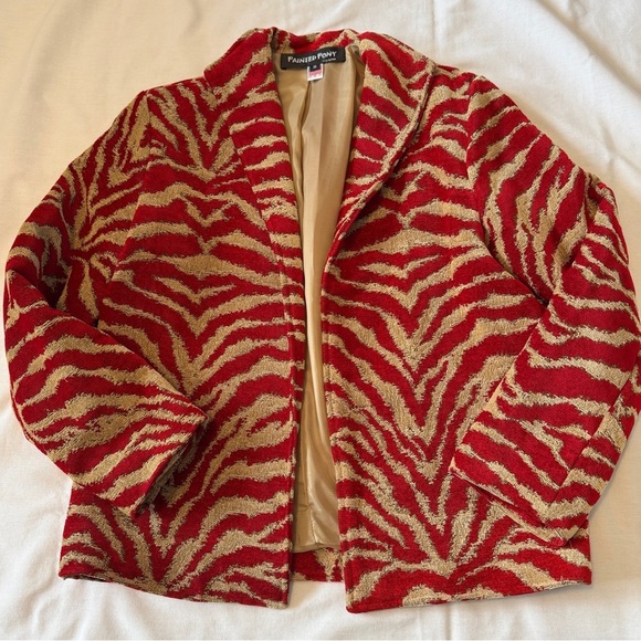 Vintage Y2K Painted Pony Small Red Zebra Blazer Jacket ~ Business Casual Classic - Picture 1 of 7